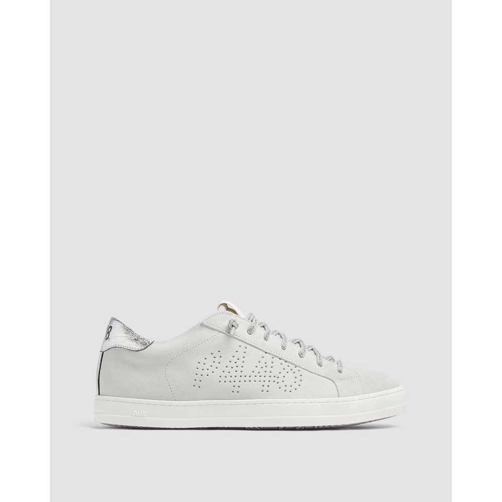 P448 John Off-White Silver Suede Low Top Sneakers Made in Italy 39 / 9